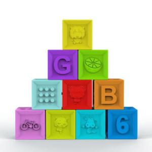 China Food Grade Embossed Silicone Rubber Block , Silicone Baby Stacking Blocks wholesale