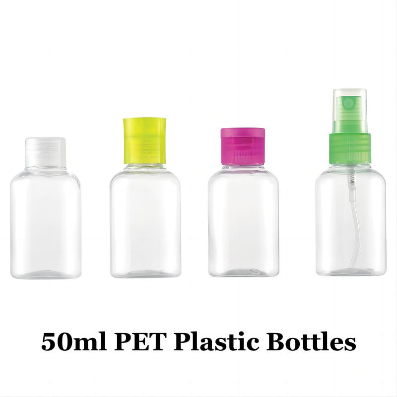 Base Material PET Portable 50ml 100ml Plastic Bottles with Lotion Pump Fine Mist Sprayer