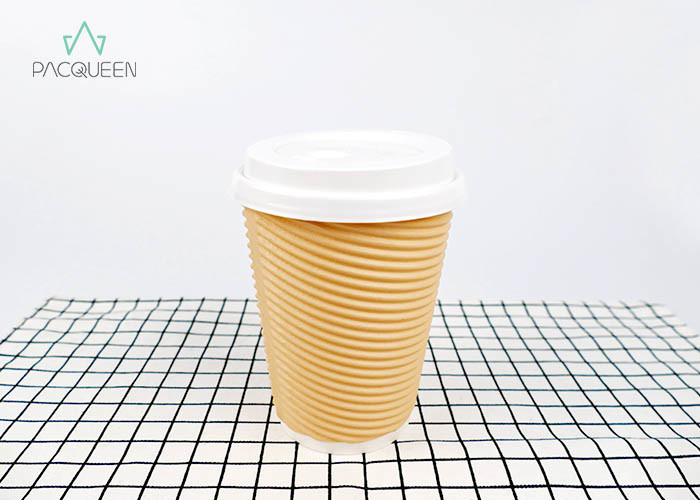 Food Grade Corrugated Ripple Paper Cups For Hot Coffee / Tea Drinking