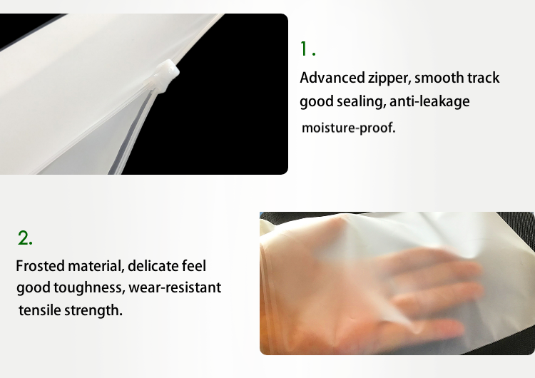 Custom Low MOQ Plastic Zipper Bag Shrink Bag for Clothing Zipper Frosted