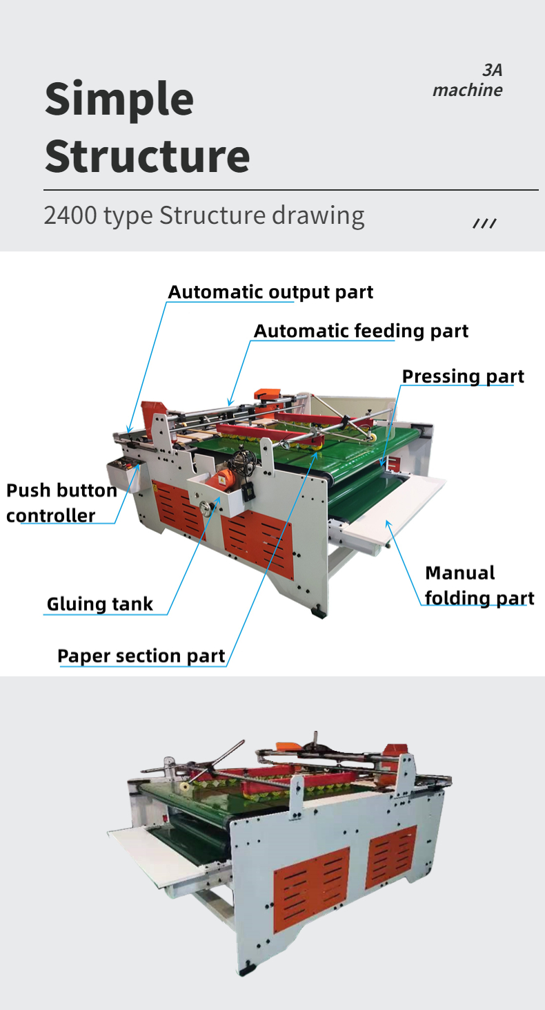 Computerized Corrugating Machine CQT2400 Semi Automatic Folder Gluer for Corrugated Box