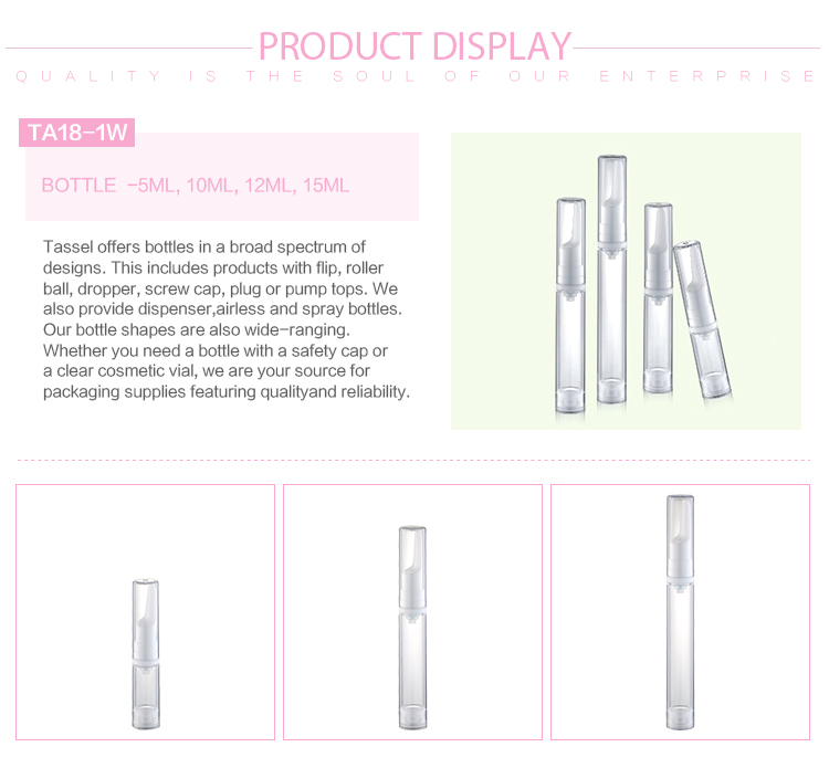 Thin Airless Cosmetic Bottles 15ml 10ml 5ml 12ml Airless Pump Container