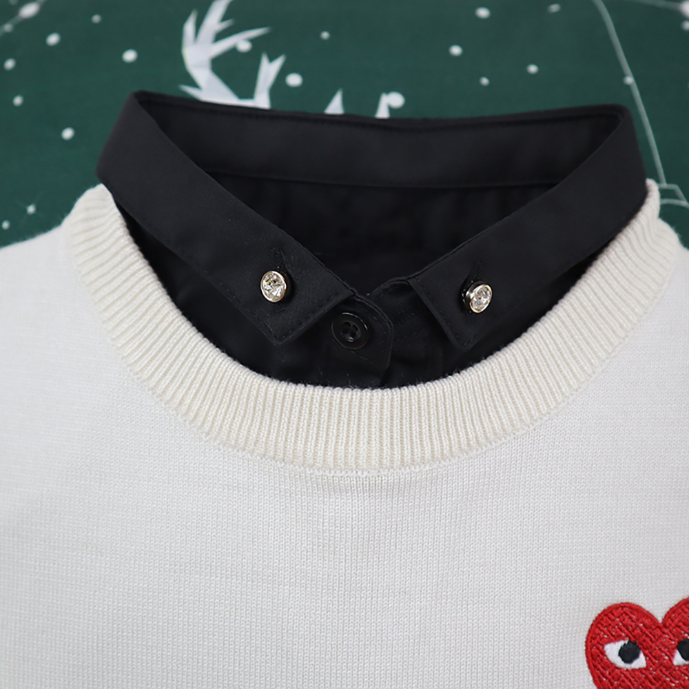 Baby children winter clothing pullover with woven collar sweater tops infant toddler baby girls kids knitted sweater