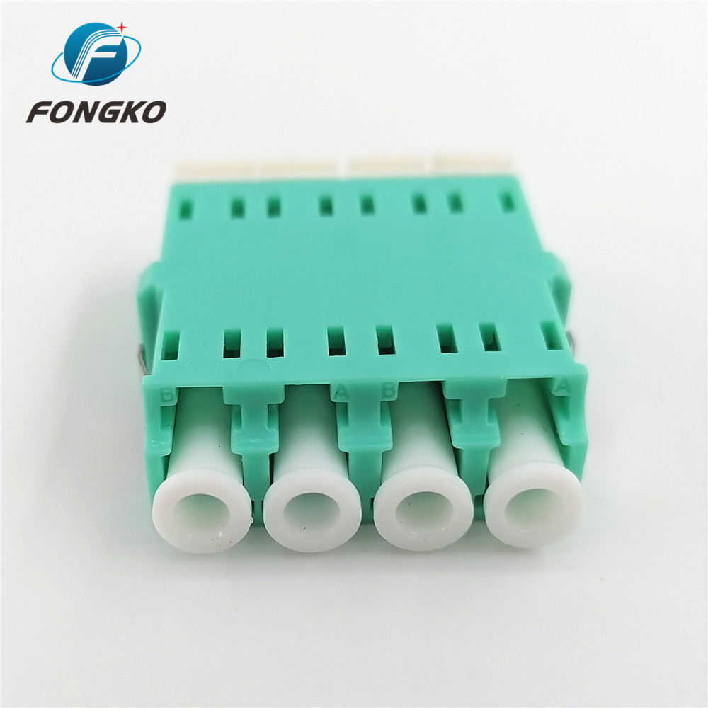 Quad Shuttered OM3 Fiber Optic Cable Adapter Lc Bulkhead Connector For CATV