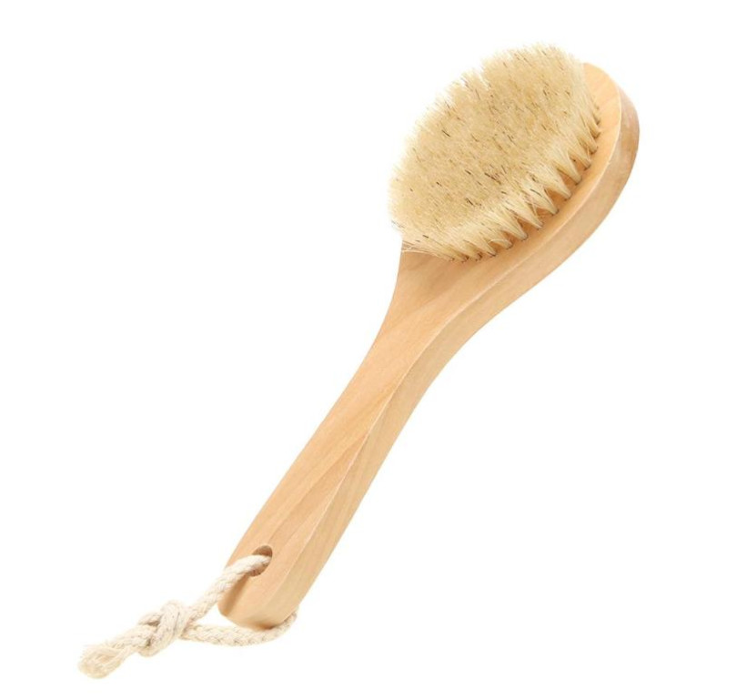 Soft Natural Bristle Bath Brush Exfoliating Wooden Body Massage Shower Brush