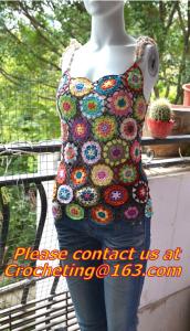 China crochet tops, feminino women hem tassel sexy tanks top crochet, knit vest, Hand crochet wholesale