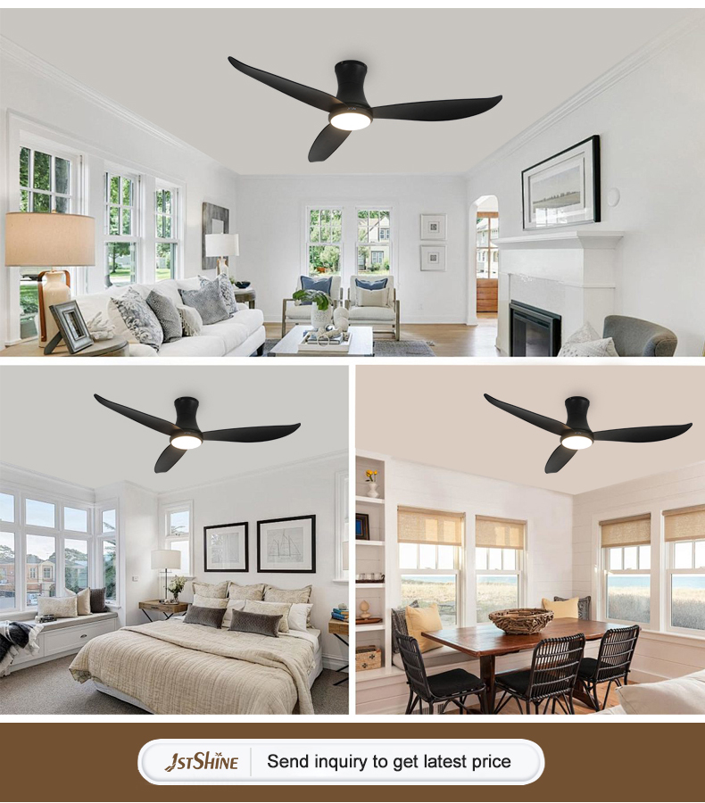 Home Office 52 Inches Flush Mount LED Ceiling Fan with ABS Blades and 3 Color Lighting