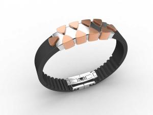 China Top Quality Europe Fashion Stainless Steel Genuine Leather Silicone Bangle Bracelet ADB171 wholesale