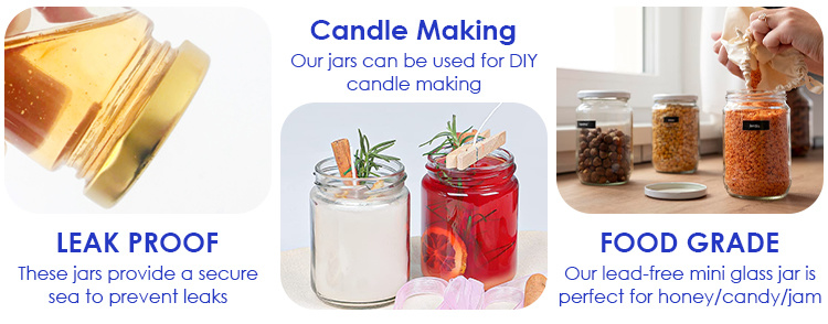 Custom Label 120 Ml 240 Ml 300 Ml Food Storage Sundry Food Jars Glass Jar with Lid