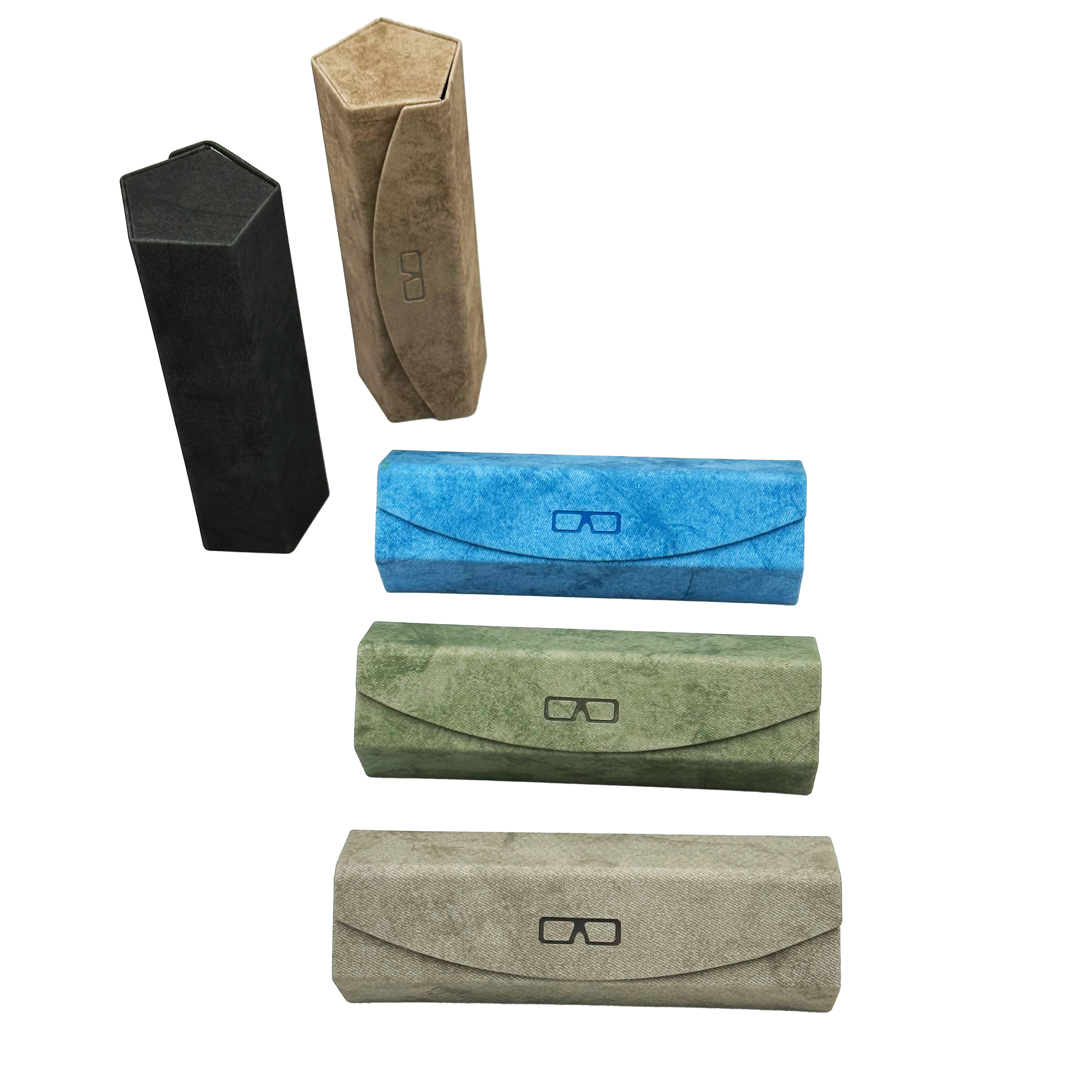 Dustproof Pentagon Optical Glasses Case Blue Fabric Luxury Type