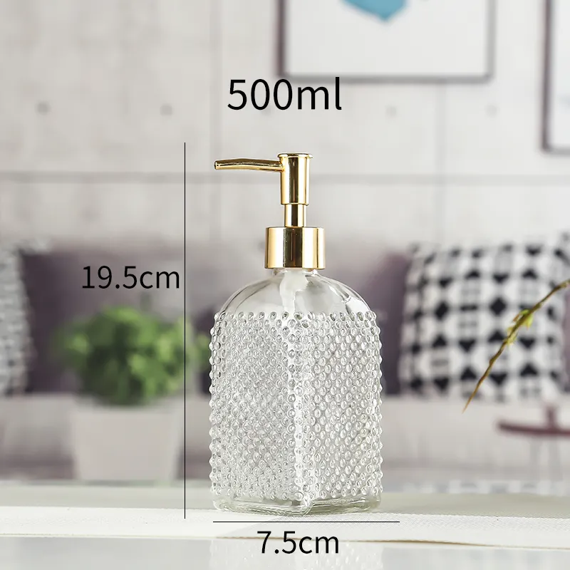 Polka Dot Glass Bottle 500ml For Press Type Dispensing Of Hand Sanitizer And Emulsion