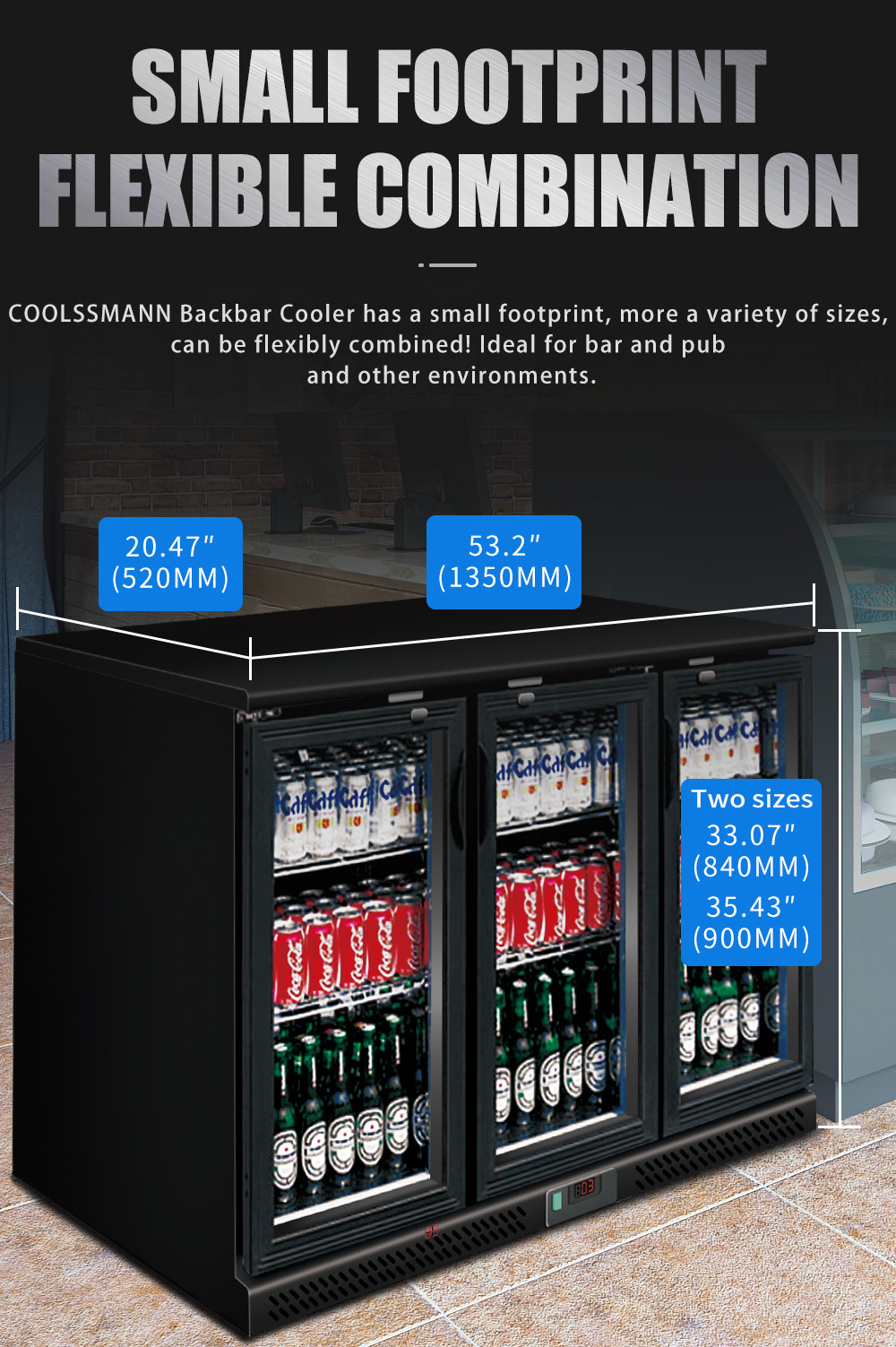 Digital Thermostat Beer Bottle Fridge Chiller , Glass Door Small Beer Fridge Cabinet