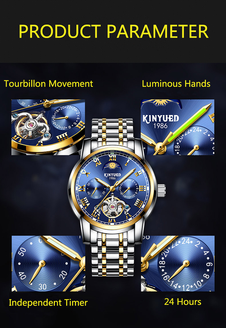 KINYUED Fashion Classic Brand Luxury Watch Automatic Mechanical Watch For Men Business Wrist Watch