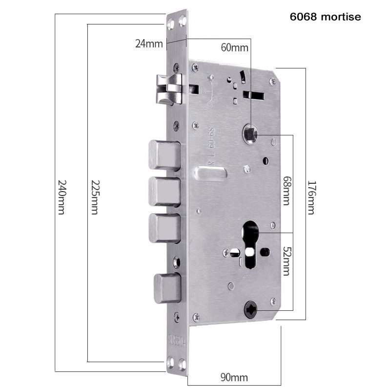 1KG Stainless Steel Door Lock Mortise Electronic Keyless Lock Body for Aluminum Door