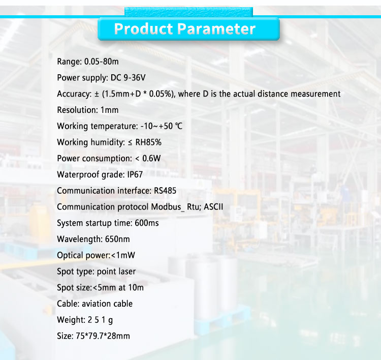 UBJG-08 Customized Support UNIVO RS485 0.05-80m Single Point Laser Ranging Sensor
