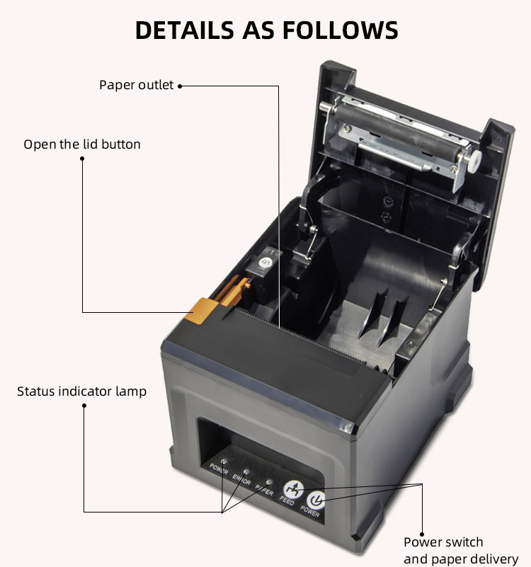 24VDC-2.5A Power Adapter 80mm USB Wireless POS Receipt Printer for Android POS Terminal