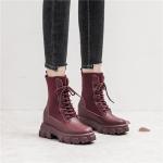 Genuine Leather ODM Flat Platform Ankle Boots Waterproof Motorcycle Boots