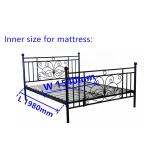 Bedroom Black Queen Wooden Slat Bed Frame Electrostatic Powder Coating