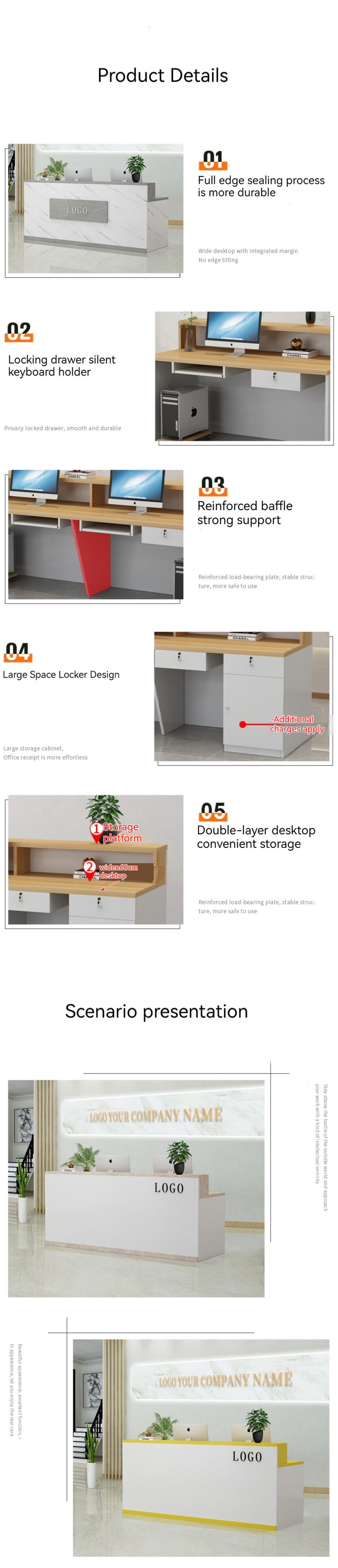 Stylistic Reception Room Table for Beauty Salon and Retail Checkout Counter