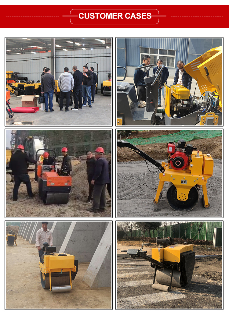Walk Behind Single Drum Roller HQ-YL600C Vibratory Road Roller 0.3 Ton with 5.5 KW Power