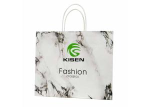 China White Bulk Marble Paper Handle Shopping Bags For Gift Promotion Customized Size wholesale