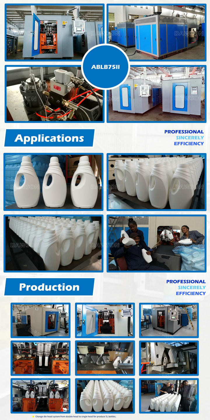 3L 75mm Fully Automatic Blow Molding Machine 4.8t Plasticization HDPE Bottle