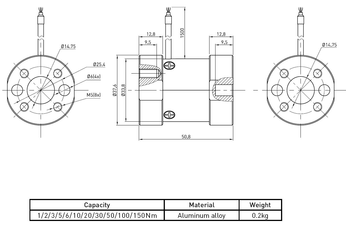 Capacitive Six Axis Force Torque Sensor / Force Measurement Sensor