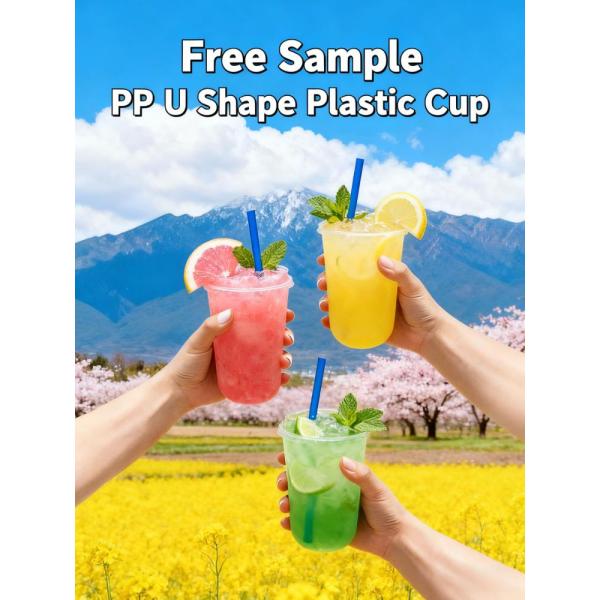 PP Boba Cup Custom Logo Disposable Plastic Cups Soft Clear Bubble Tea Plastic Cup with Lids and Straws