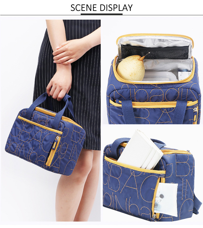 Simple Zipper Recycled Portable Insulated Washable Canvas Lunch Bag