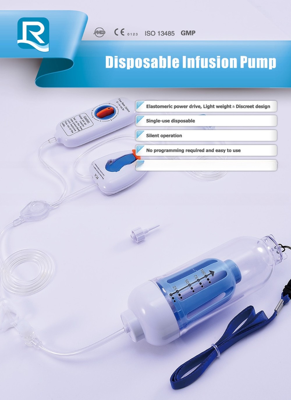 Medical Materials Accessories Disposable Elastomeric Infusion Pump with Regulator 0.5ml/15min Bolus