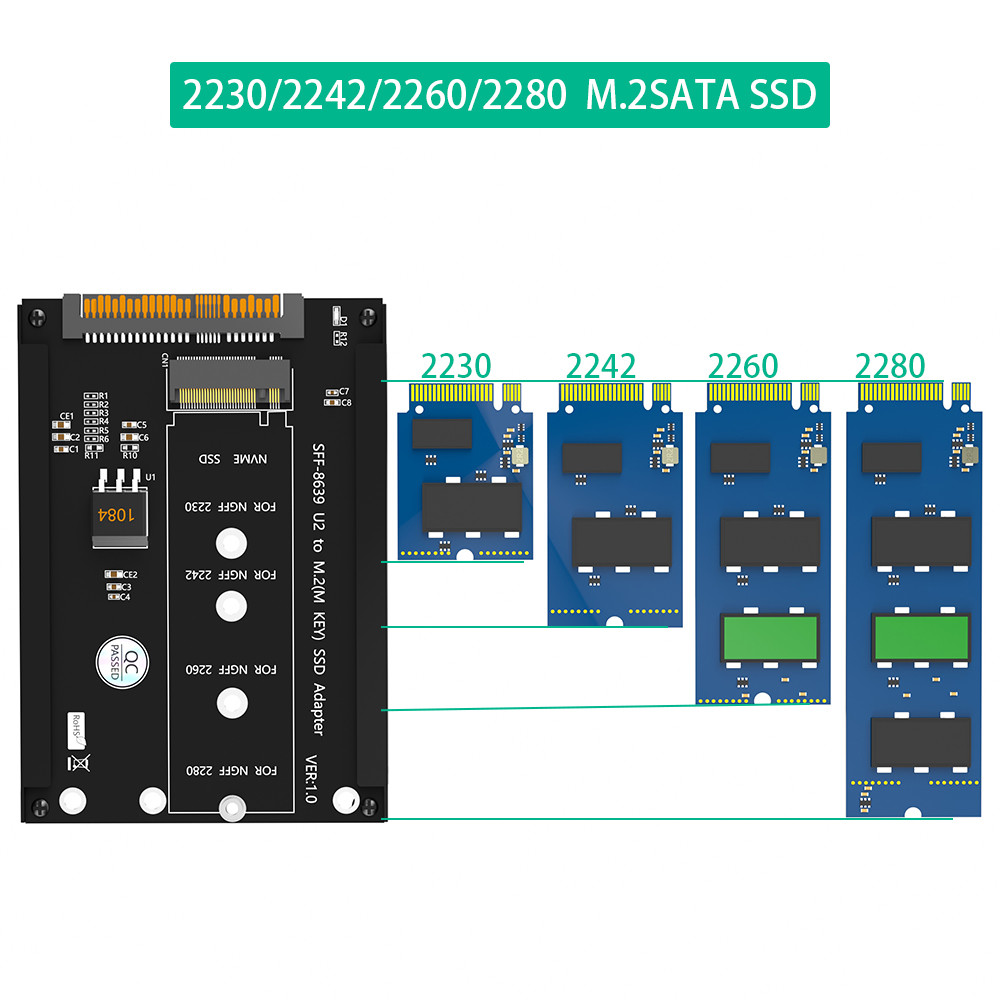 M.2 NGFF key M SSD to SFF-8639 U.2 Adapter with Frame Bracket