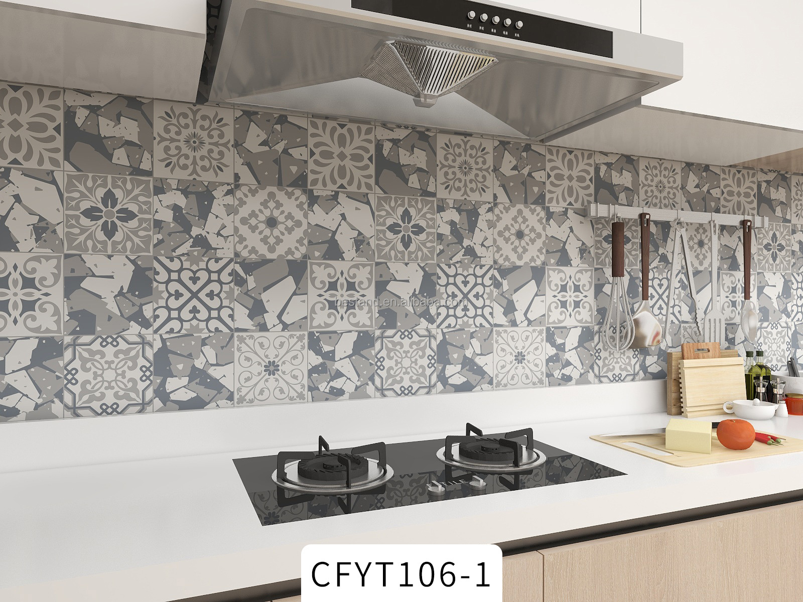 Removable Self-adhesive Foil Sticker Kitchen Backsplash Wallpaper Roll Waterproof Wall Paper for Decorative Tile