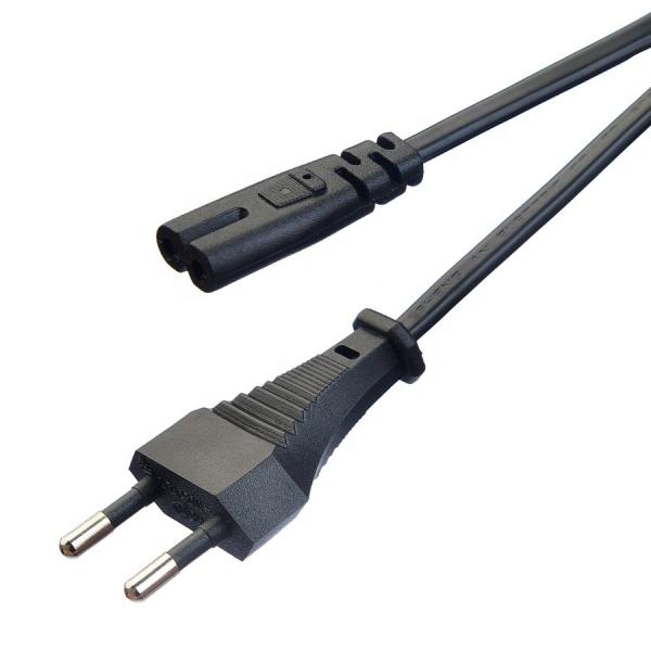 Non-Grounding European VDE 2 Prong Round Pin 2.5A Waterproof Plug Power Cord
