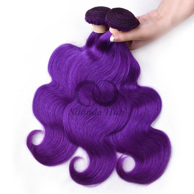 Purple Body Wave Remy Human Hair Bundles Sew In Weave Bundles Brazilian Bundle Deals