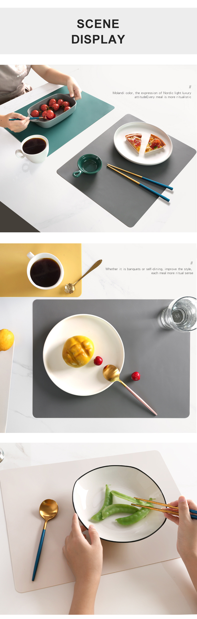 BPA Free Anti Slip 0.75mm Silicone Table Mat 40x30cm