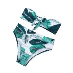 Tiered Layer Tie a Knot Front Top With Low waist Bikini swimsuit high cut