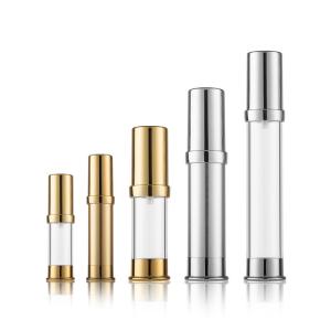 China Recycable Gold Airless Cosmetics Lotion Pump Bottle 5ml 10ml 20ml wholesale