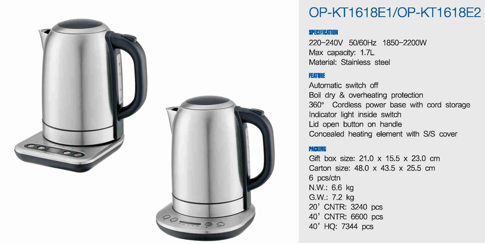 Electric Kettle with Automatic Shut-Off and Boil-Dry Protection
