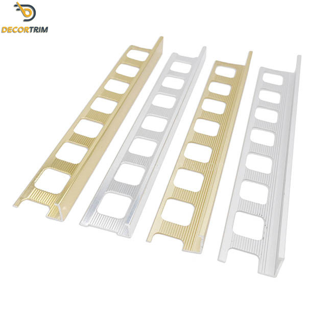 Matt Gold Tile Edge Trim Aluminum , Ceramic Tile Edging Strips 8mm 10mm 12mm