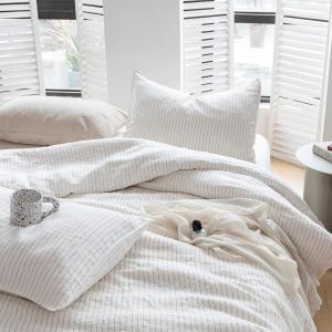 China 100% Pure Linen Duvet Cover Set 3Pcs Striped Washed Natural Flax Bedding Set wholesale