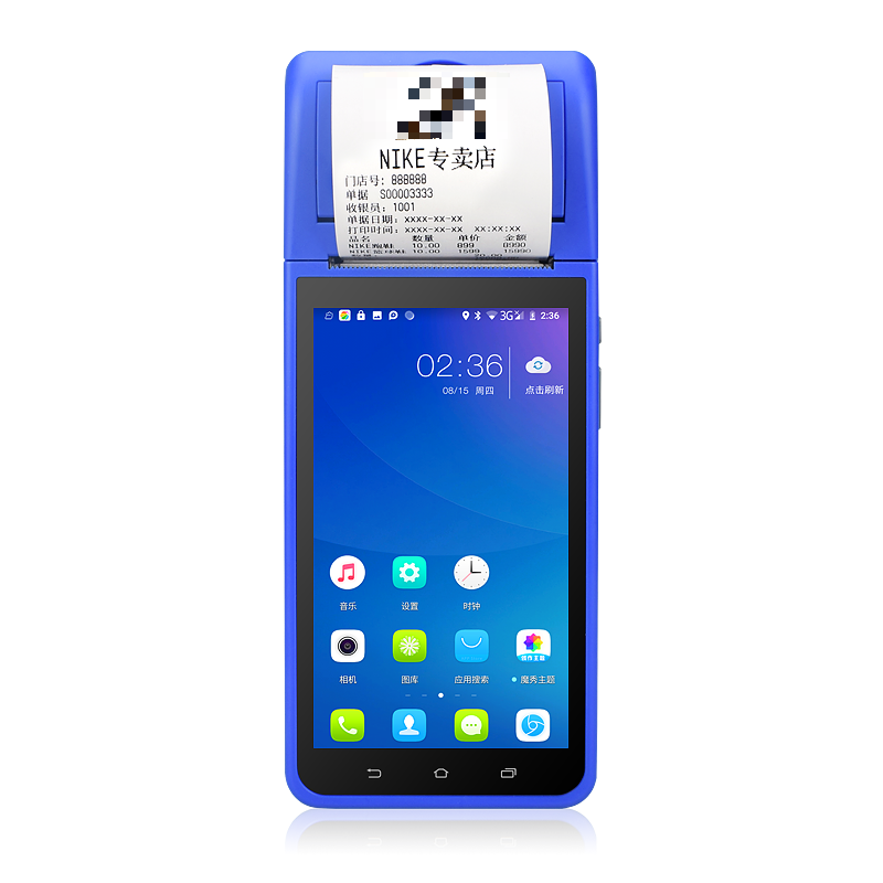 4G Handheld POS Device with 5.5 Inch Main Screen and 58mm Thermal Receipt Printer 32G EMMC