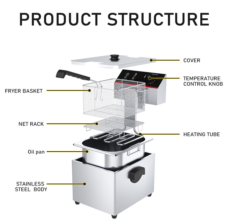 Commercial Electric Deep Fryer 3000W 1 Tank 1 Basket Perfect for Restaurants