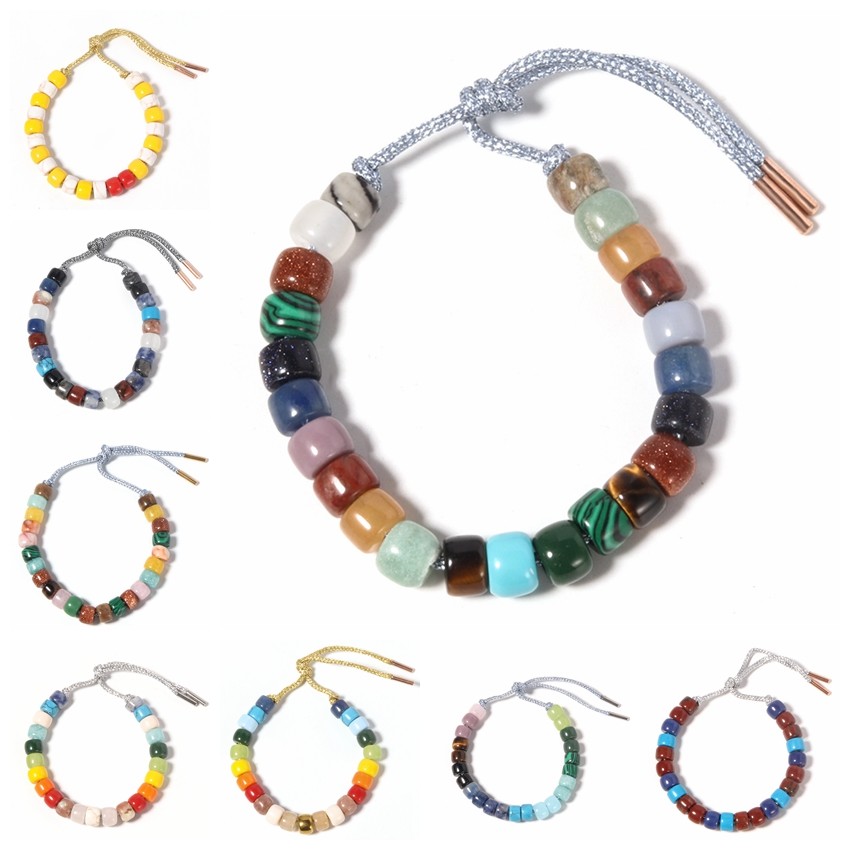 Shoelace Clasp Polychrome Forte Beads Bracelet With Silver Shoelace Clasp For Part And Holiday