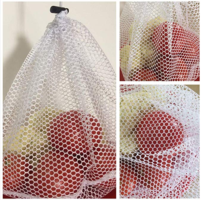 Polyester Mesh Drawstring Bags , Drawstring Produce Bags Double Stitched For Fruits Vegetables