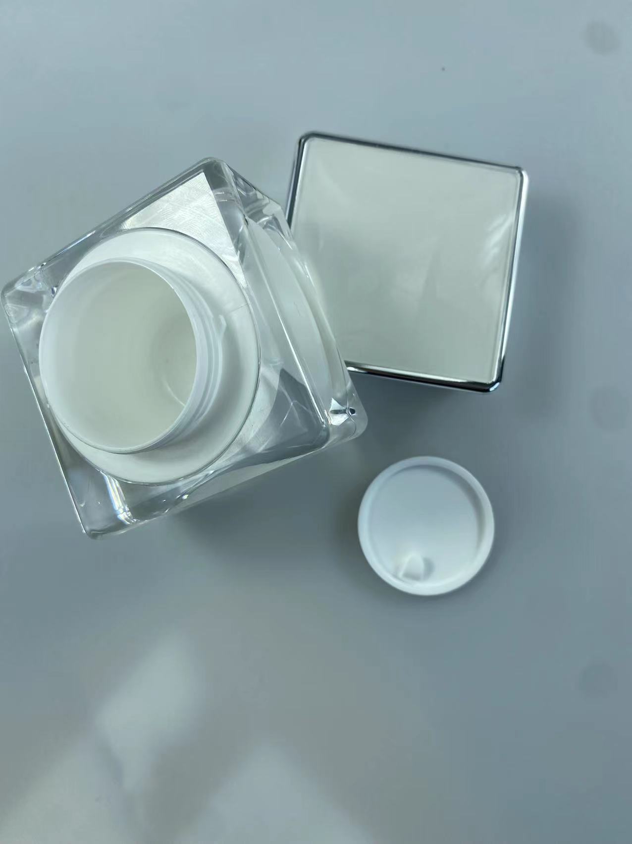 Silk-screen Printing Cosmetic Jar 30g/50g Square Acrylic Jar for end Makeup Packaging