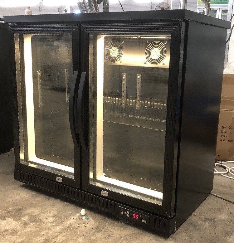 Bottom Back Mount Bar Drink Cooler , 2 Door Glass Bar Fridge With PVC Coating Shelf