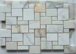 Hexagon / French Pattern Marble Basketweave Floor Tile Anti - Stain Mosaic