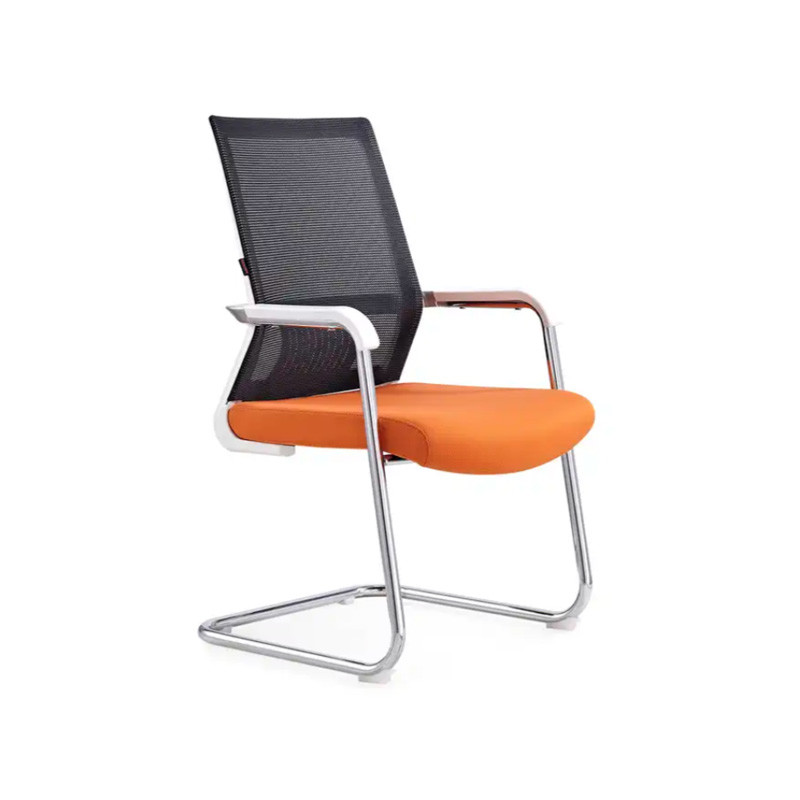 Red Ergonomic Mesh Arched Feet Guest Manager Office Chair For Office