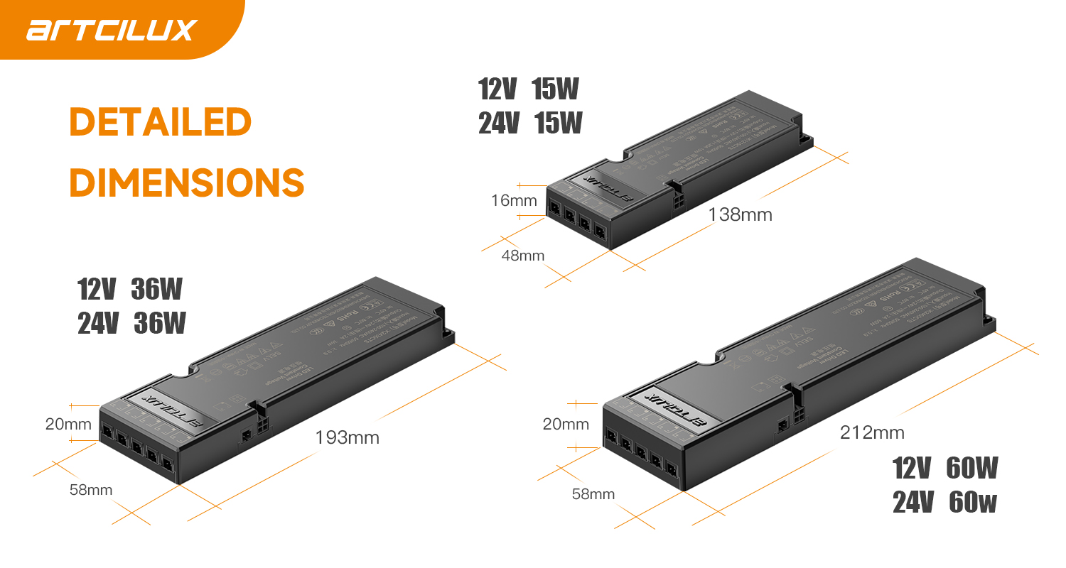 12V 24V LED Lighting Driver For Ultra Thin Switching Power Supply In Black CTS