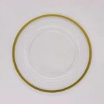 Gold Beaded Clear Acrylic Charger Plates Round Plate Gold Rim 33CM